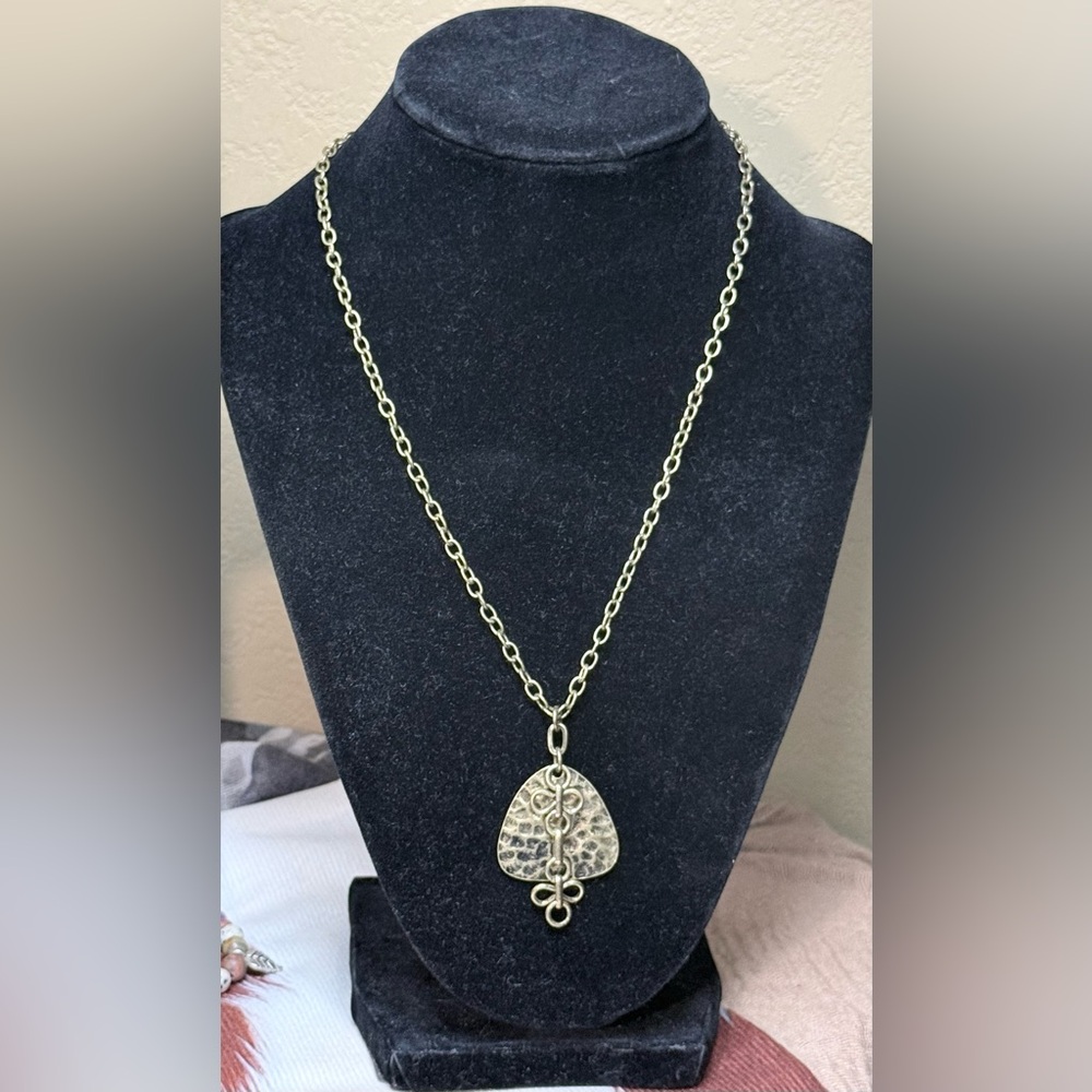 Perch Copper Necklace with Hammered Metal Pendant